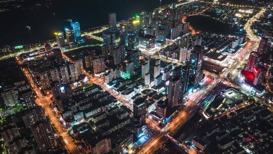 青岛西海岸唐岛湾夜景航拍延时视频素材模板下载