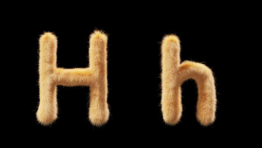 大写和小写Chick羊毛字母H的3D动画视频素材模板下载