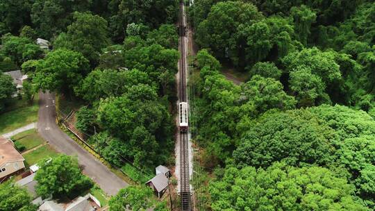 航拍火车穿过森林