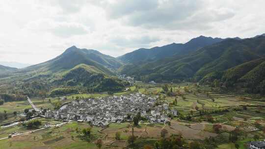 安徽卢村皖南秋色徽派建筑村落