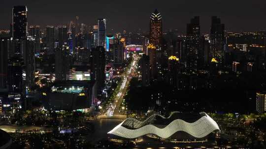 苏州狮山大剧院、文化广场夜景（航拍运镜）