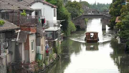 游船  湖泊 人文 风景 木船 古镇河流