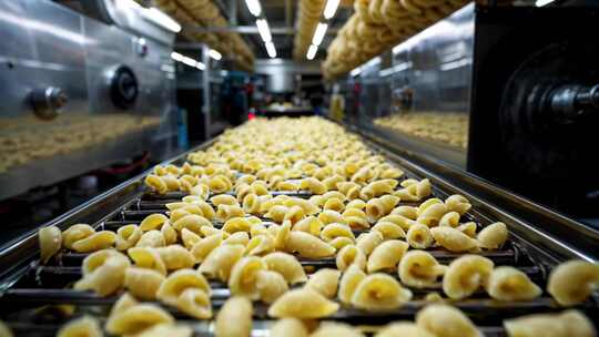 面食工厂流水线生产画面