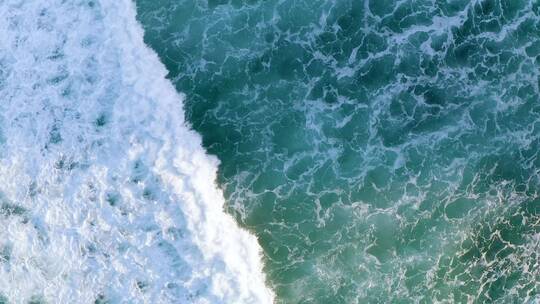 大海海水浪花航拍俯拍风景视频素材模板下载