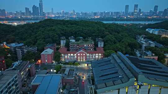 4K四段长沙湖南大学夜景航拍