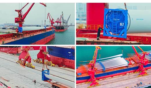 风车叶吊装运输高清在线视频素材下载