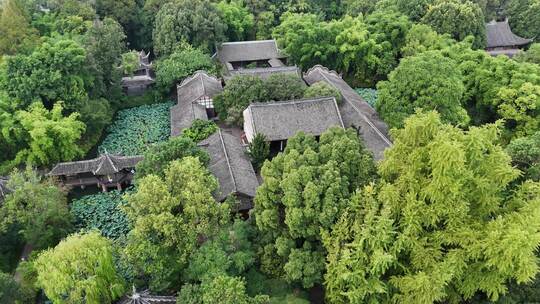 航拍四川眉山三苏祠4A景区