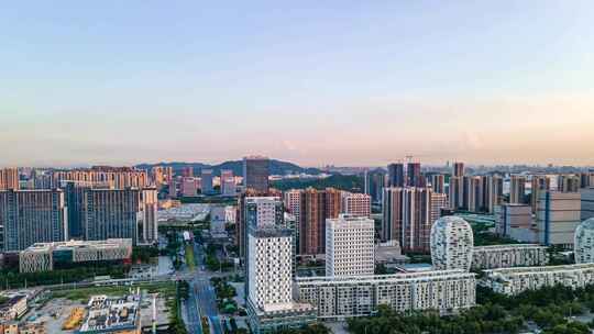 中国广州萝岗香雪商业建筑群环绕延时航拍4k