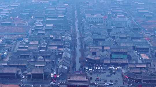 河南商丘古城雪景航拍