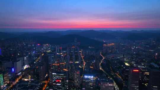 繁华都市  都市 城市夜景航拍