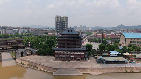 航拍苗族特色建筑风雨桥视频素材模板下载