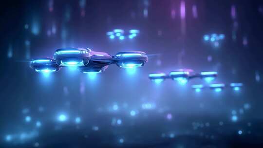 未来科技无人机群空中巡航