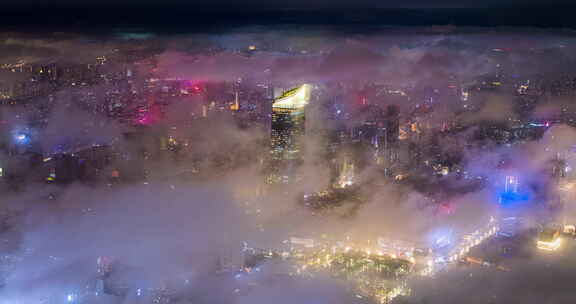 沈阳73年以来最强降雨过后的平流雾夜空