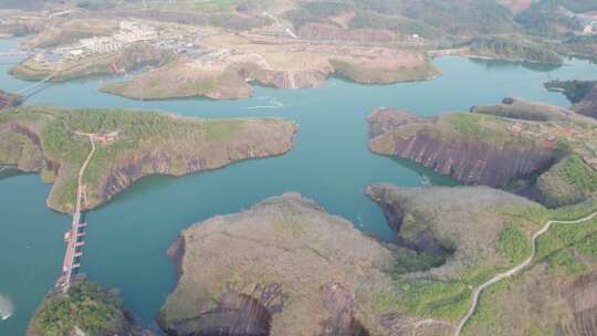 中国航拍湖南郴州高椅岭丹霞地貌