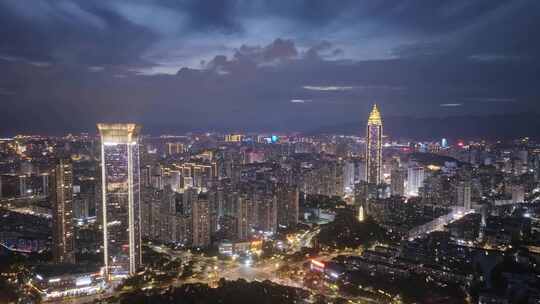 航拍温州城市夜景