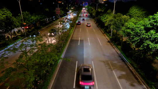 城市道路交通晚高峰 高速公路车流夜景延时