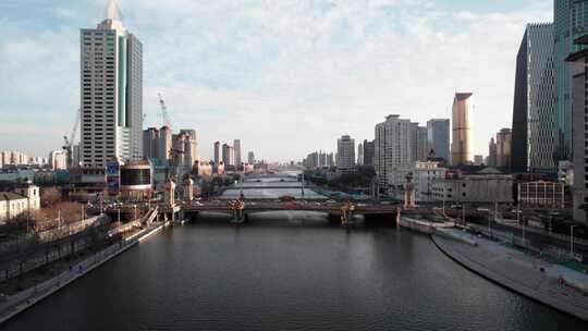 天津海河风景线城市天际线建筑风光航拍