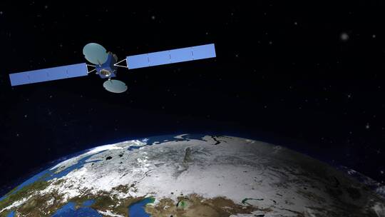 三维人造卫星绕地球视频素材模板下载