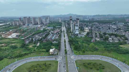 江西省景德镇市昌江区景德大道航拍城市风光