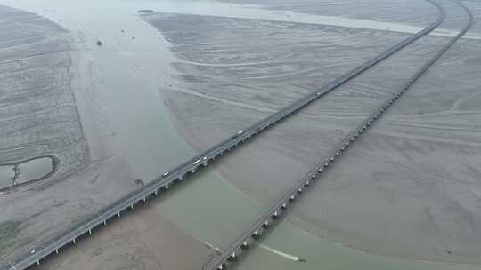 宁德滨海特大桥航拍跨海大桥沈海复线高速路