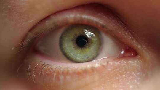 女人用绿色虹膜打开美丽眼睛的极端特写视频素材模板下载