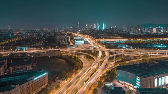 南京_赛虹桥立交_南京都市夜景_夜景延时