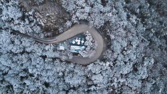 南京紫金山名胜雪景航拍视频素材模板下载