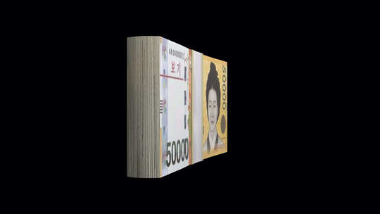 韩元货币在Alpha频道上旋转视频素材模板下载