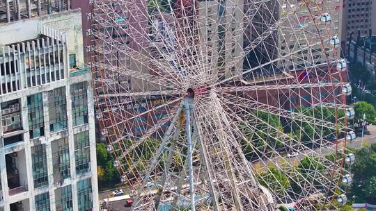 湖南长沙摩天轮航拍城市地标风景风光素材视频素材模板下载