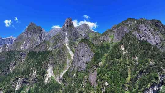 航拍四川甘孜磨西镇燕子沟高山岩层地质