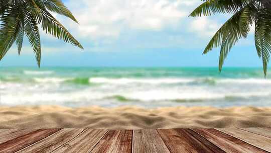 在海边海滩棕榈树下度假