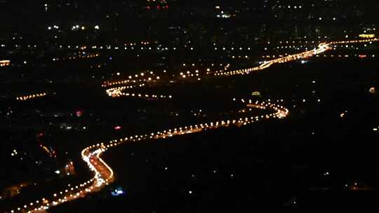 北京城市灯光夜景俯瞰全景