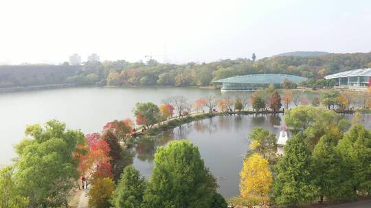 南京湖泊前湖景区景点航拍