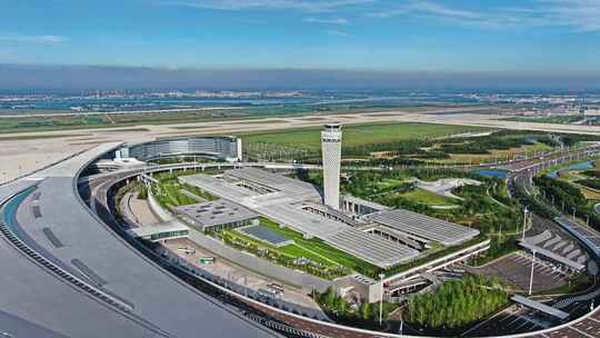 青岛胶东国际机场航拍视频素材模板下载