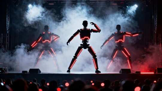 舞台上机器人舞蹈表演