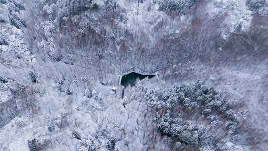 航拍山王坪冬天雪景