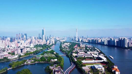 广东省广州市市中心城市天际线风光航拍