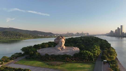 长沙橘子洲景区橘子洲大气航拍