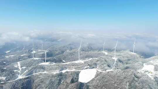 4k贵州山区雪景乡村风车