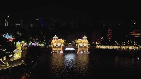 夫子庙人流花灯南京秦淮灯会花灯景点人流