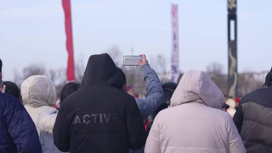 山东济南新年春节秧歌热闹围观