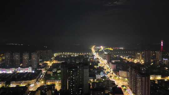 四川德阳城市大景夜景灯光航拍