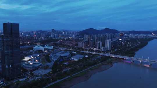 广州南沙凤凰一桥夜景航拍