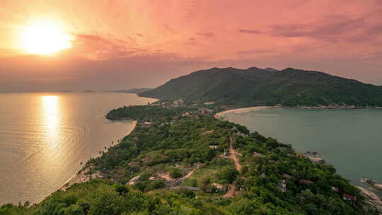 夏日泰国帕岸岛Haad Rin海滩全景鸟瞰图