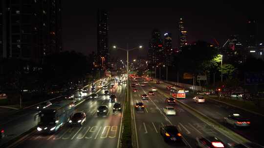 深圳滨河大道车流延时城市道路夜晚交通夜景