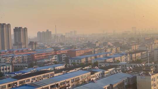 城市楼房房顶日出横移