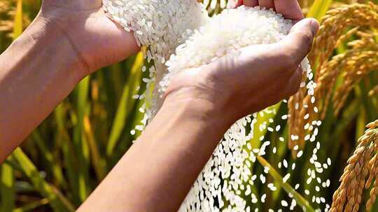 水稻稻谷大米米饭农业粮食丰收稻田乡村振兴