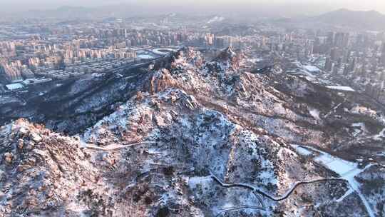 航拍-浮山雪景 日出 傍晚