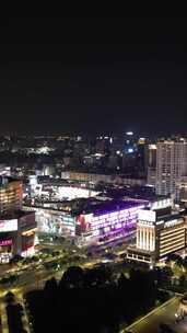 竖版航拍浙江宁波城市夜景