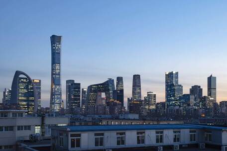 北京地标建筑日转夜城市灯光延时摄影